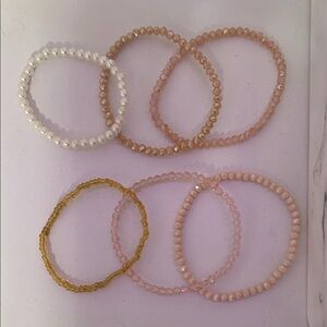 Chic Beaded Bracelet Collection - White, Pink, Gold